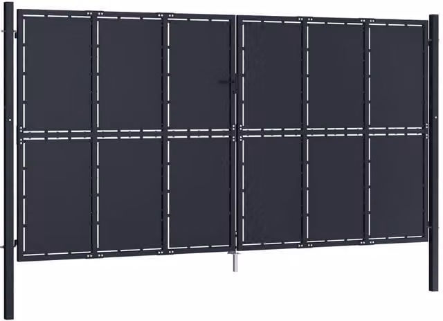 Berkfield Home Anthracite Steel Swing Garden Gate W: 400 cm, H: 175 cm