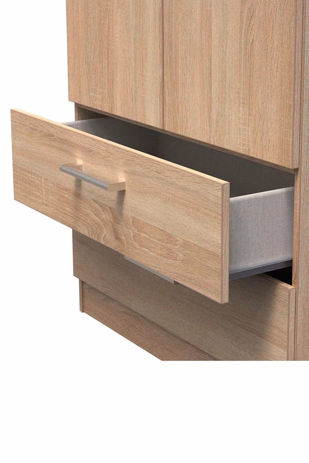 2 U Cornwall Ready Assembled 2 Door 2 Drawer Wardrobe in Light Oak Brown – 3
