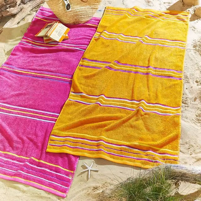 Catherine Lansfield Rainbow Cotton Beach Towel Pair, Pink, W: 76 cm, L: 160 cm – 1