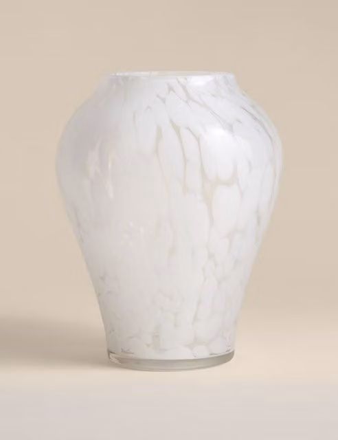 M&S White Confetti Glass Bulb Tabletop Vase