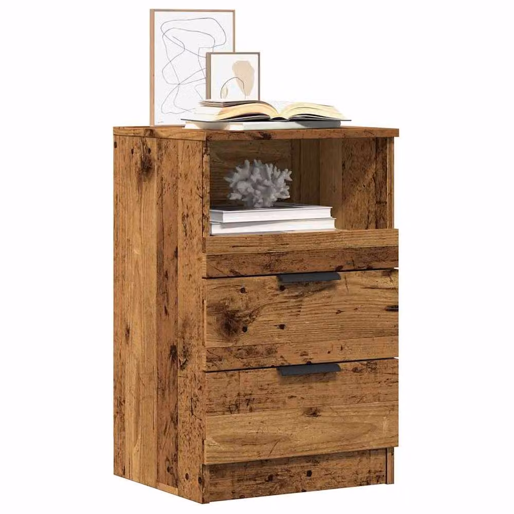 Berkfield Home Elegant Bedside Cabinet in Brown Old Wood, W/D/H: 40 x 36 x 65 cm – 2