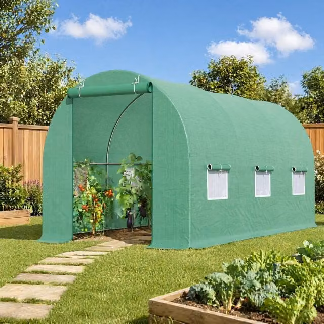 STILVORA Green Walk-in Polytunnel Greenhouse with Door and Mesh Windows, W/D/H: 190 x 200 x 190 cm – 1