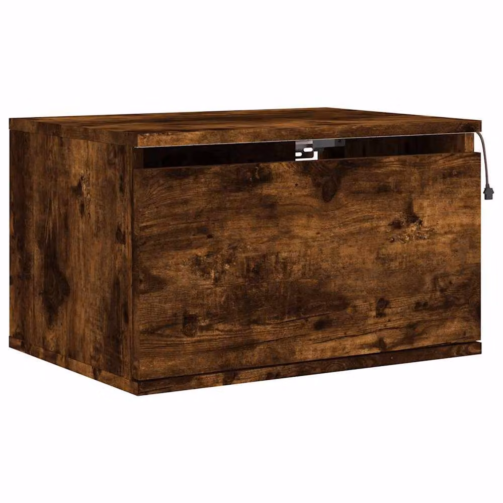 Berkfield Home Set of 2 Wall-mounted Bedside Cabinets with Integrated LED Lights in Smoked Oak Brown – 5
