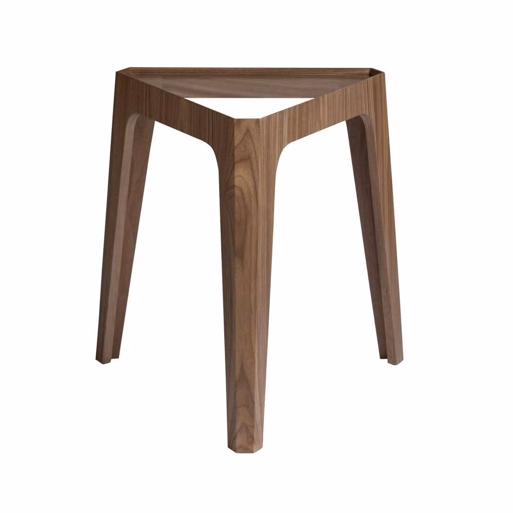 Angel Cerda Triangular Corner Table with Tempered Glass Top in Brown Walnut – 2