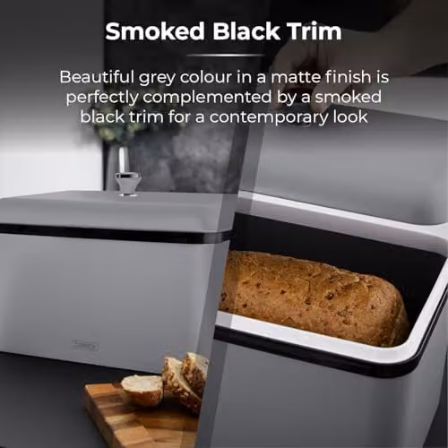 Tower Sera Airtight Stainless Steel Bread Bin in Grey and Black – 5