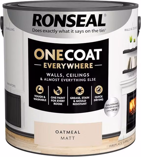 Ronseal One Coat Everywhere Interior Matt Paint, Beige, 2.5l