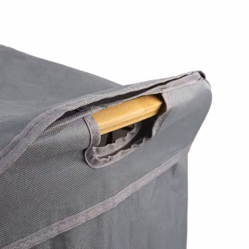 JVL Bambanio Foldable Bamboo Laundry Storage Hamper with Lid and Handles, 100 l, Grey – 3