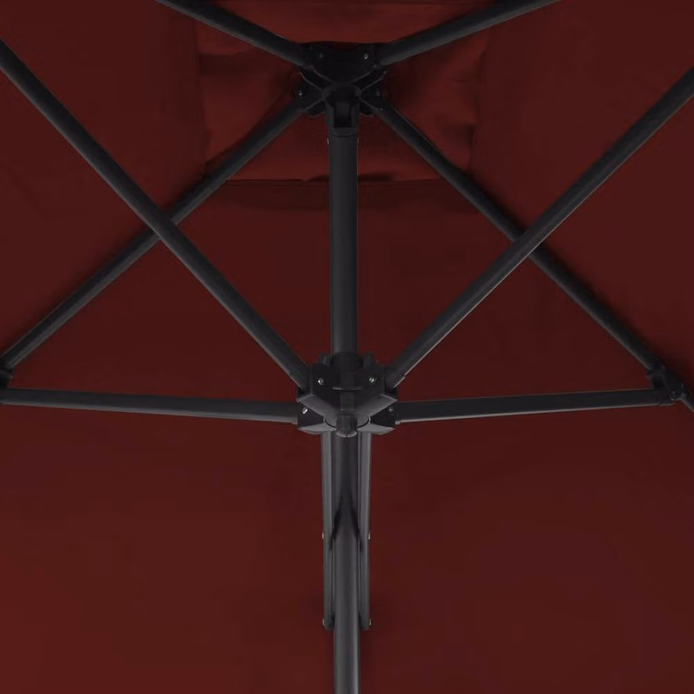 Berkfield Home Outdoor Parasol with Steel Pole, Bordeaux Red, W: 300 cm, D: 230 cm – 2