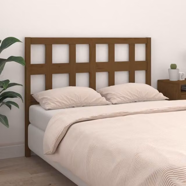 Berkfield Home Rustic Solid Wood Pine Bed Headboard, Honey Brown, W: 125.5 cm, D: 4 cm, H: 100 cm