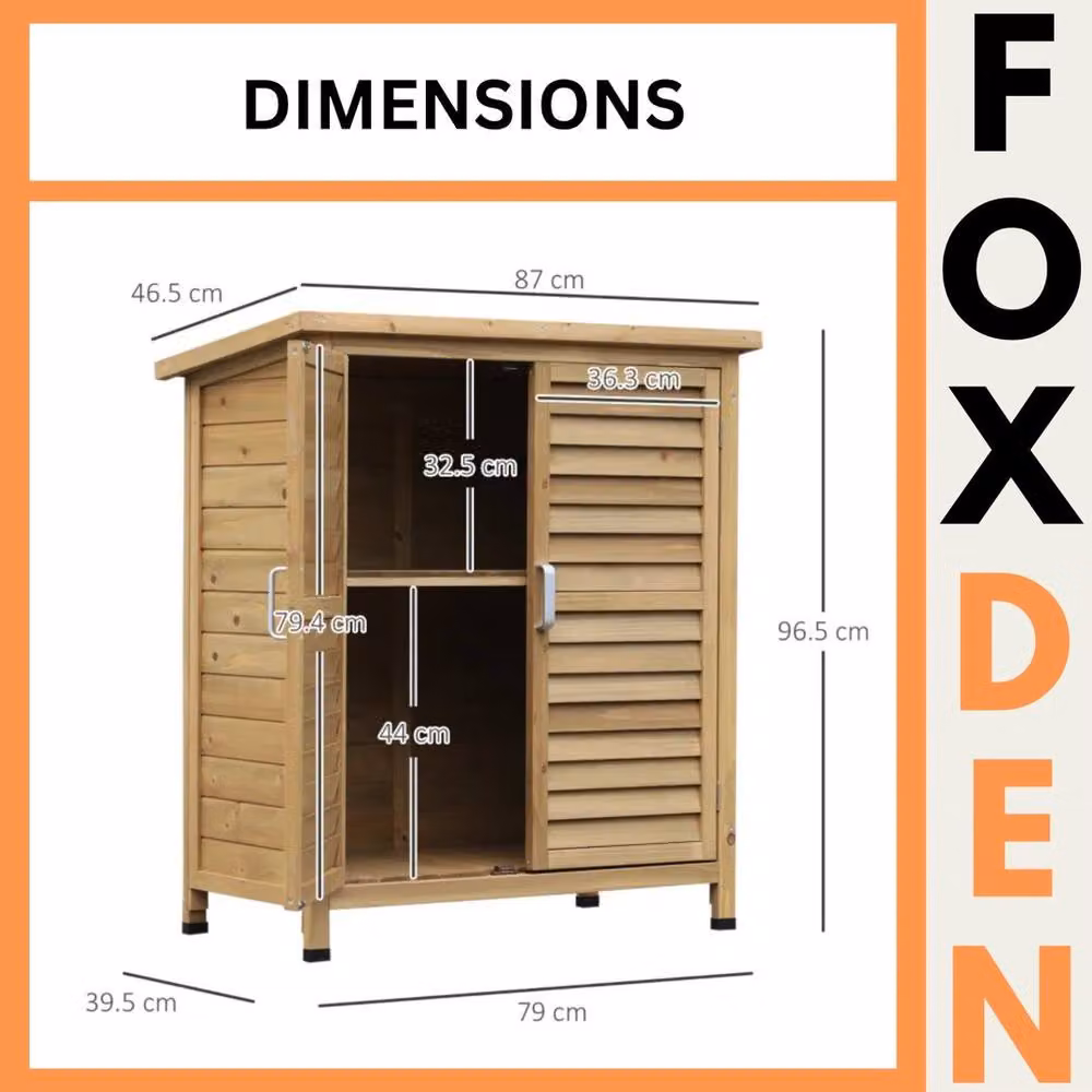 Hinsinc Small Wooden Outdoor Garden Storage Shed in Brown with Pent Roof and Double Doors, W/D/H: 96.5 x 87.0 x 46.5 cm – 2
