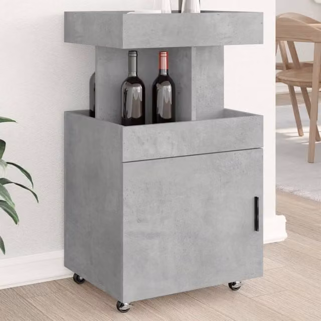 Berkfield Home Bar Cart in Concrete Grey, Engineered Wood, W/D/H: 50 x 41 x 89 cm