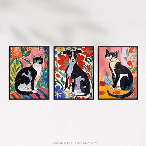 Artery8 Set of 3 Matisse Style Abstract Animal Wall Art Prints, Multicolour Paper Posters, W/H: 30 x 40.5 cm – 5