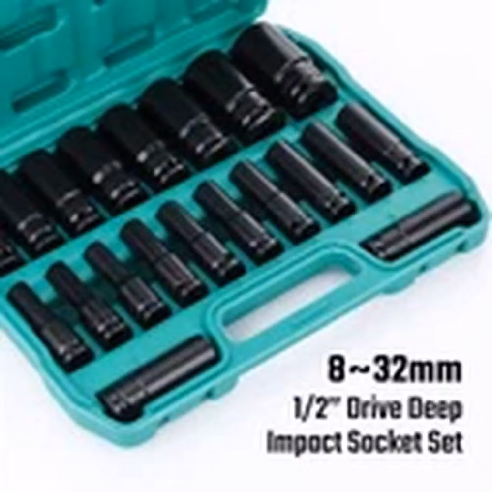 EONLION 20-Piece Heavy Duty 1/2 Inch Drive Deep Impact Long Reach Socket Set in Black – 2