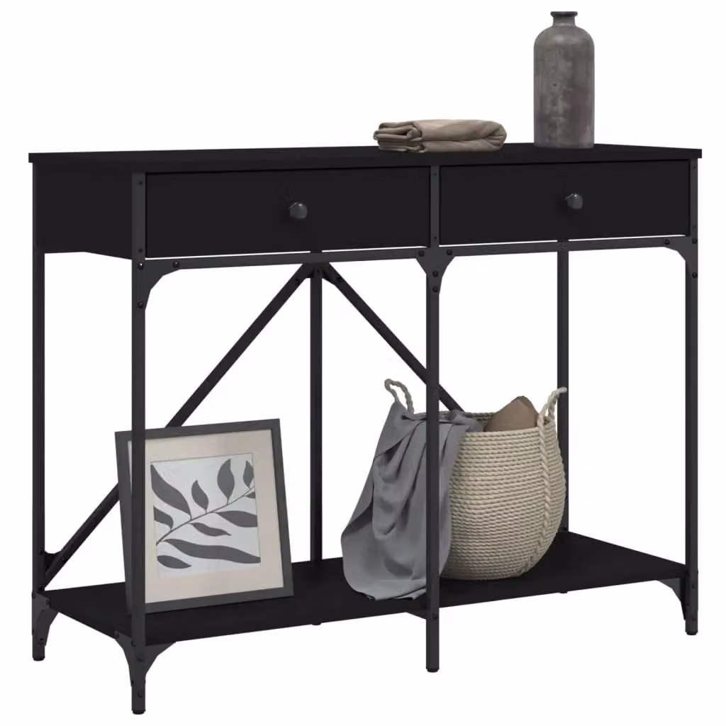 Berkfield Home Black Console Table in Engineered Wood, W: 100 cm, D: 39 cm, H: 78.5 cm – 3