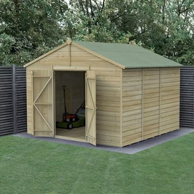 Forest Garden Classic Gable Wooden Shed with Double Doors and Window in Green or Brown – 1