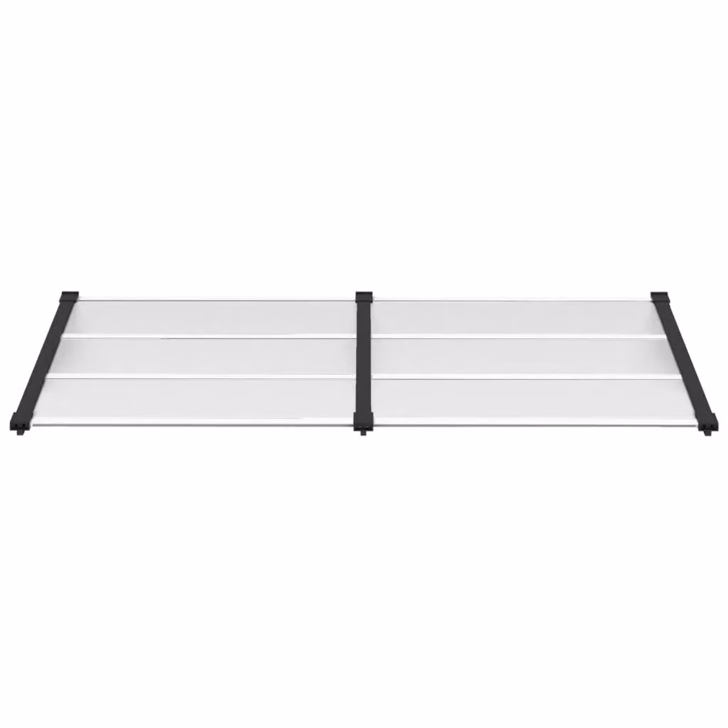 Berkfield Home Polycarbonate and Aluminium Door Canopy in Black and Transparent, W: 199 cm, H: 90 cm – 2