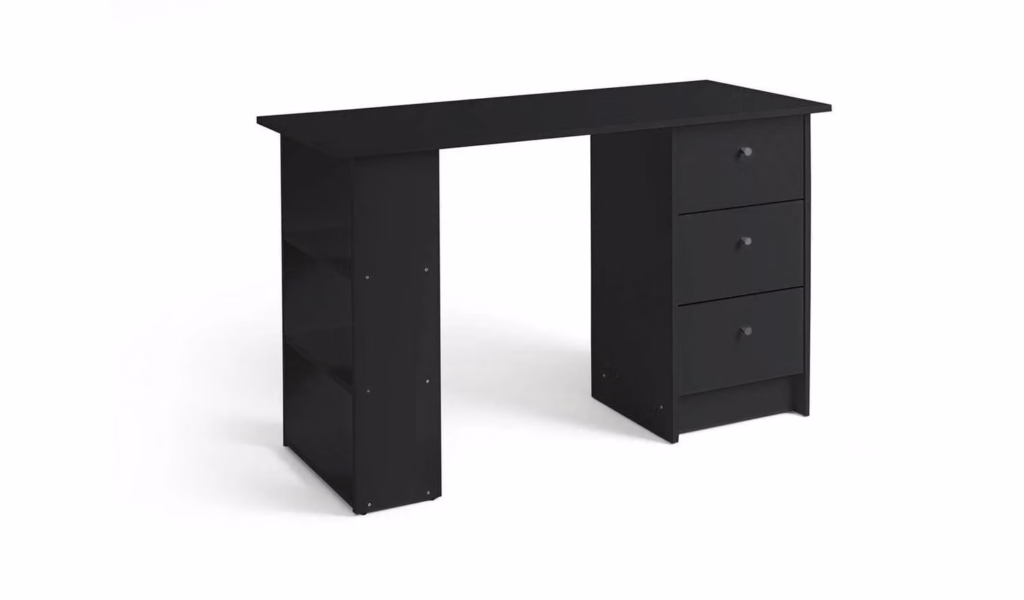 Malibu Modern Black 3 Drawer Writing Desk W/D/H: 120 x 49 x 72.1 cm