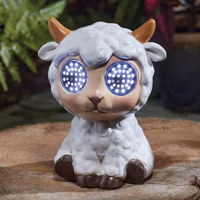 Marco Paul Solar Blinkin Sheep Garden Ornament in White, Height: 15 cm