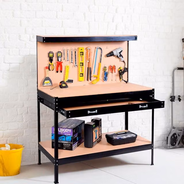 Neo Tool-Desk in Black Steel and Rubber