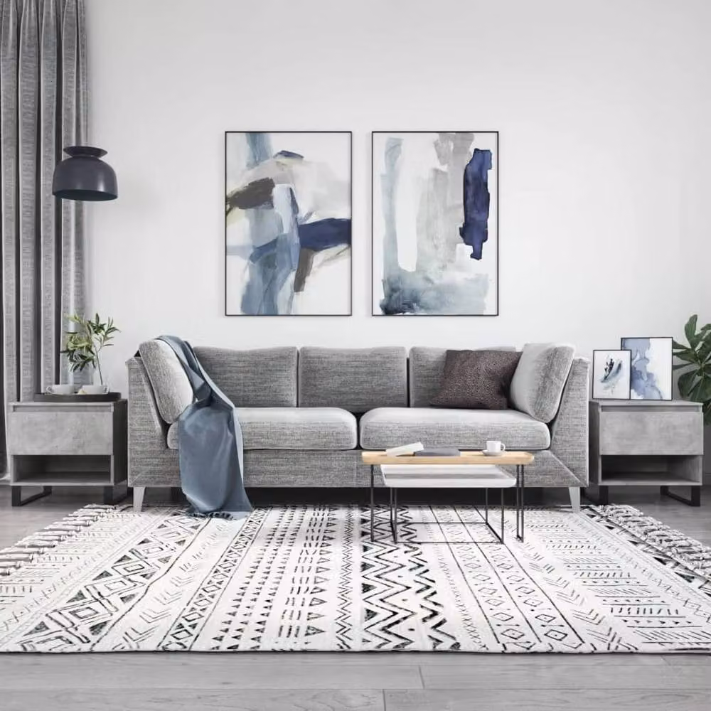Berkfield Home Set of 2 Modern Nested Coffee Tables in Concrete Grey, W/D/H: 50 x 46 x 50 cm – 2