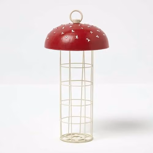 Homescapes Red Mushroom Hanging Bird Feeder, W/D/H: 24.5 x 13 x 13 cm – 1