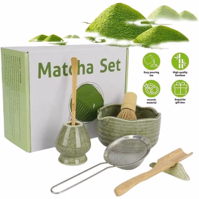 SPETLEK 7-Piece Traditional Matcha Tool Set in Green, Bamboo and Ceramic, W/D/H: 100 x 60 x 100 cm – 1