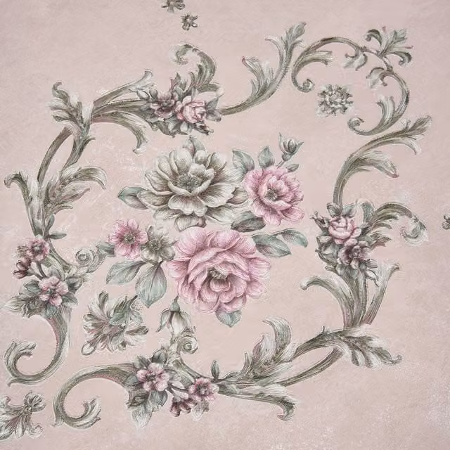 Livingandhome Non-Woven Floral Botanical Wallpaper Roll in Pink and Green