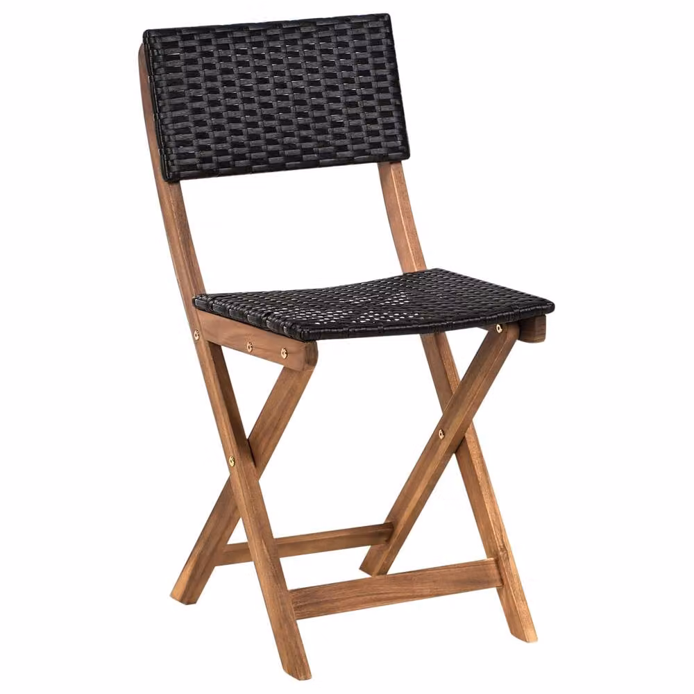 Wyld and Coco 3-Piece Folding Bistro Set in Brown Oiled Acacia Wood – 3