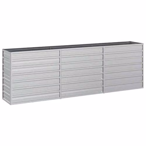 vidaXL Galvanised Steel Raised Bed in Silver, W/D/H: 240 x 40 x 77 cm – 1