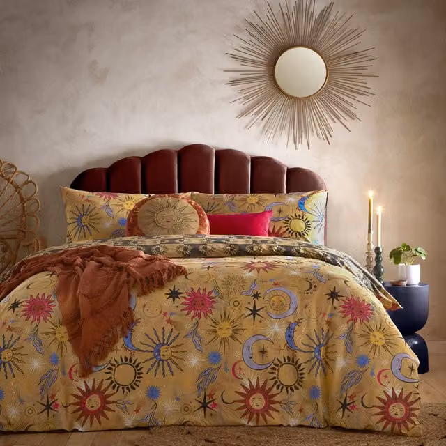 Make it a Home Ethereal Star Reversible Duvet Cover Set, Gold Dust, 140 x 200 cm