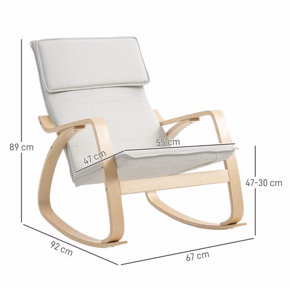 KORVIXA Beige Fabric Rocking Chair with Armrests, W/D/H: 100 x 100 x 89 cm – 2