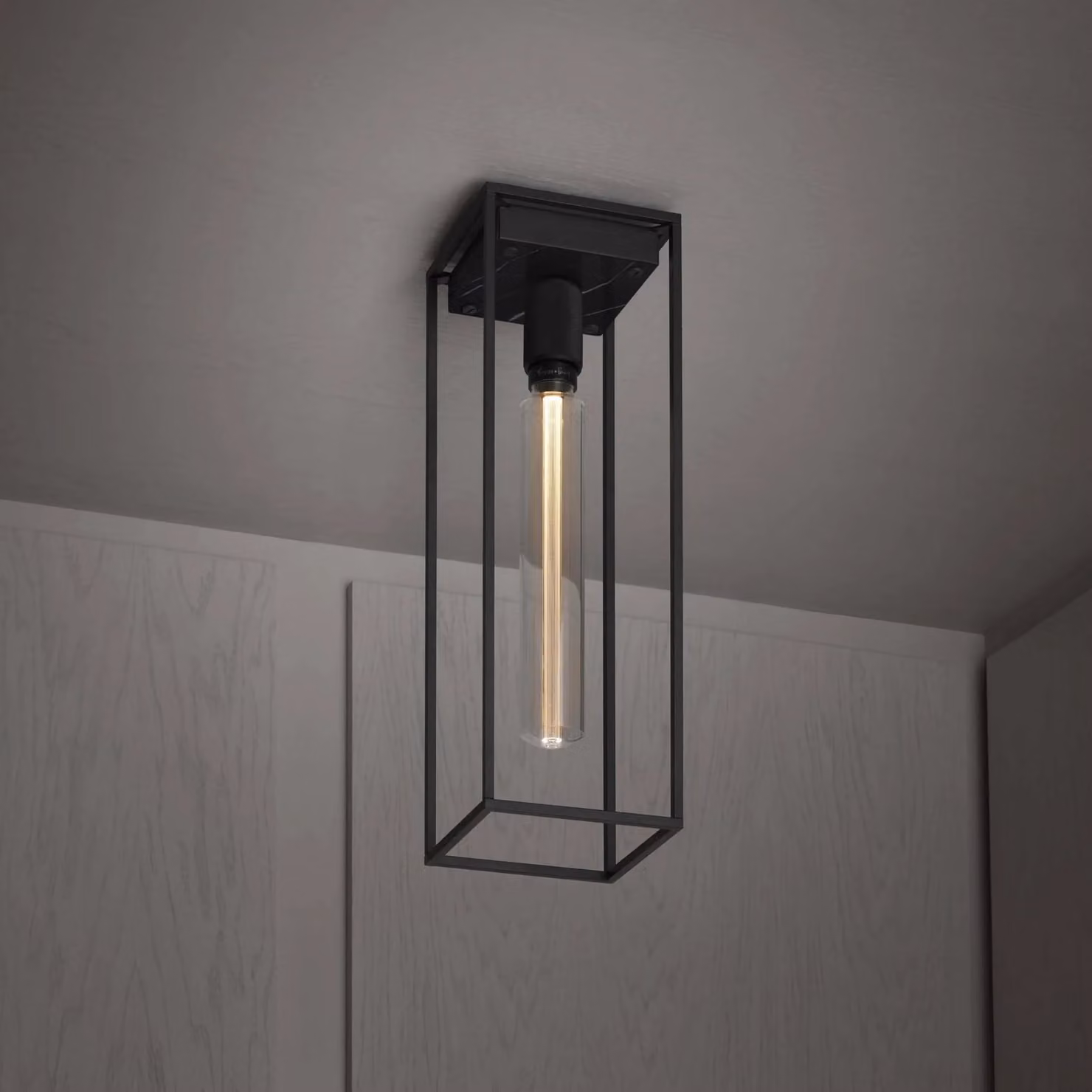 Buster + Punch Caged Ceiling Light in Black Metal and Marble