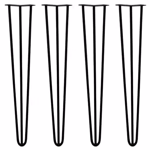 SkiSki Pack of 4 Black Heavy Duty Steel Hairpin Table Legs, 3 Prong, 12mm Thick, Height: 71 cm – 8