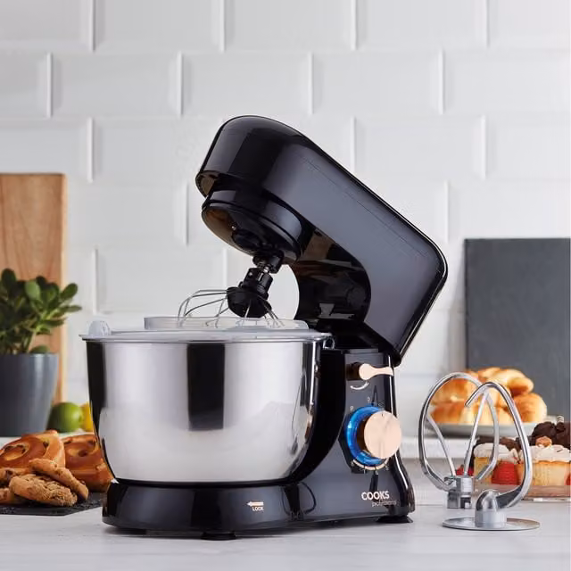 Cooks Professional 1000W Stand Mixer in Black and Gold with Stainless Steel Pulse Function
