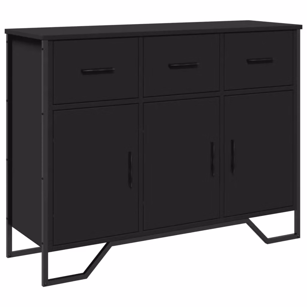 Berkfield Home Modern Black Matt Sideboard, W/D/H: 97 x 32.5 x 74.5 cm – 2