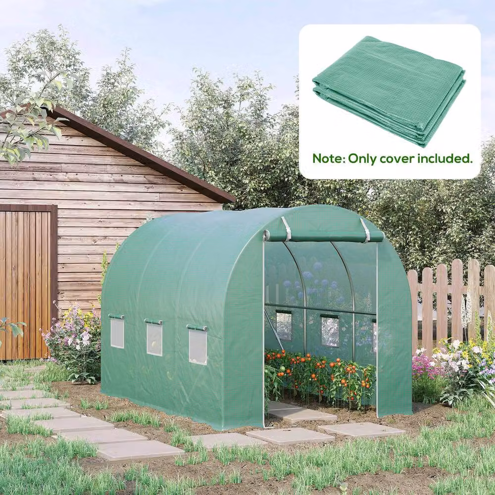 STILVORA Green Greenhouse Replacement Plastic Cover with Roll-Up Windows, W: 300 cm, D: 200 cm, H: 200 cm – 2