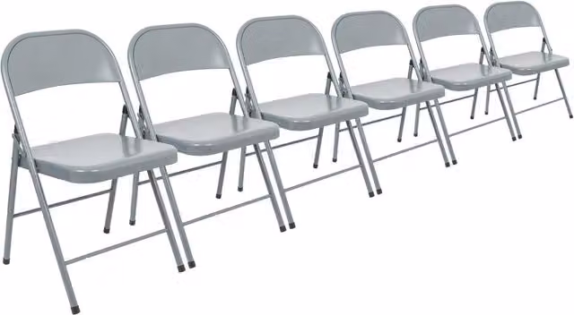 Harbour Housewares Pack of 6 Stackable Metal Folding Dining Chairs in Matt Grey