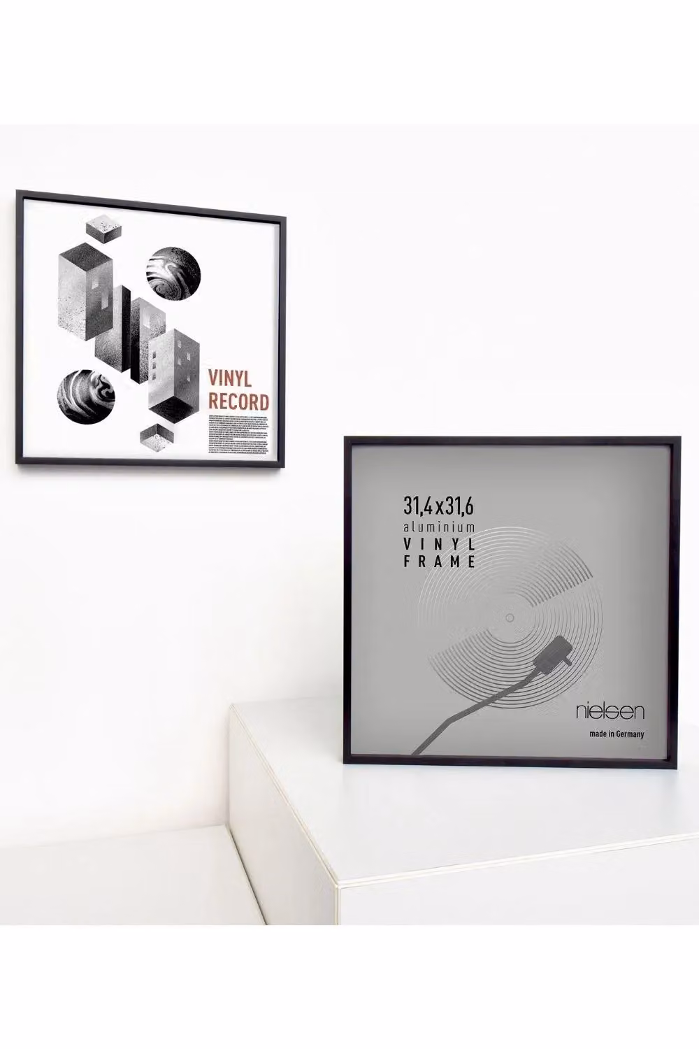 Nielsen Design Set of 3 Aluminium Vinyl 12 inch LP Record Display Frames, Black, W: 32 cm, H: 33 cm – 2