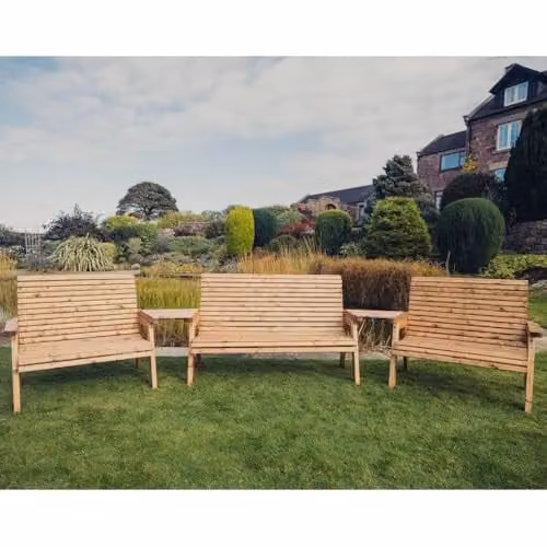 Churnet Valley Garden Furniture Valley 7 Seat Timber Set with Angled Tray in Brown – 2