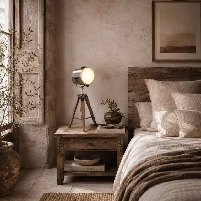 Wyld Haus Vidira Vintage Tripod Table Lamp in Bronze with Adjustable Spotlight Head