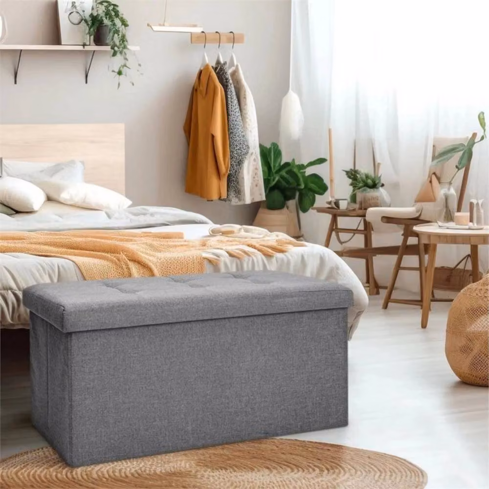Nordara Grey Folding Ottoman Storage Box and Multi-Seat Foot Stool – 2