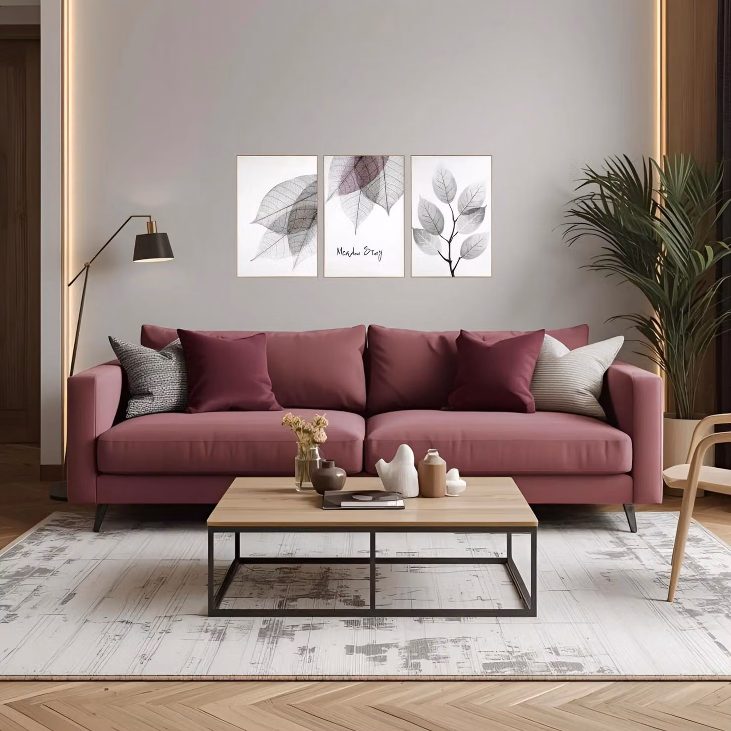 Nielsen Design Set of 3 Framed Botanical and Floral Wall Art Prints in Sand and Multicolour – 2