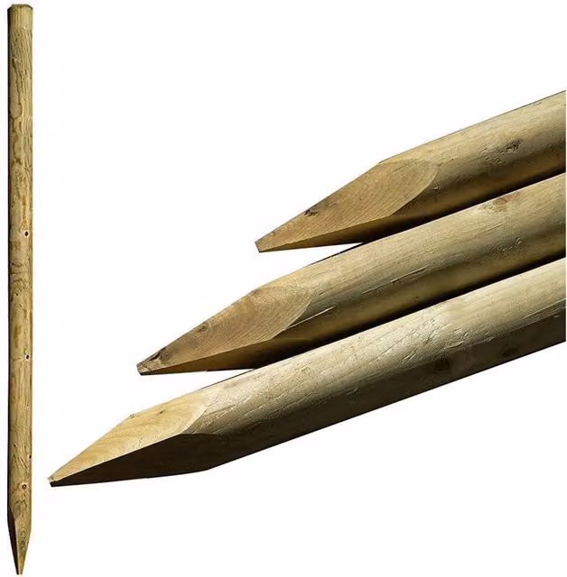True Products Round Treated Wooden Plant Stakes, Brown, H: 120 cm, Diameter: 5 cm, Pack of 15