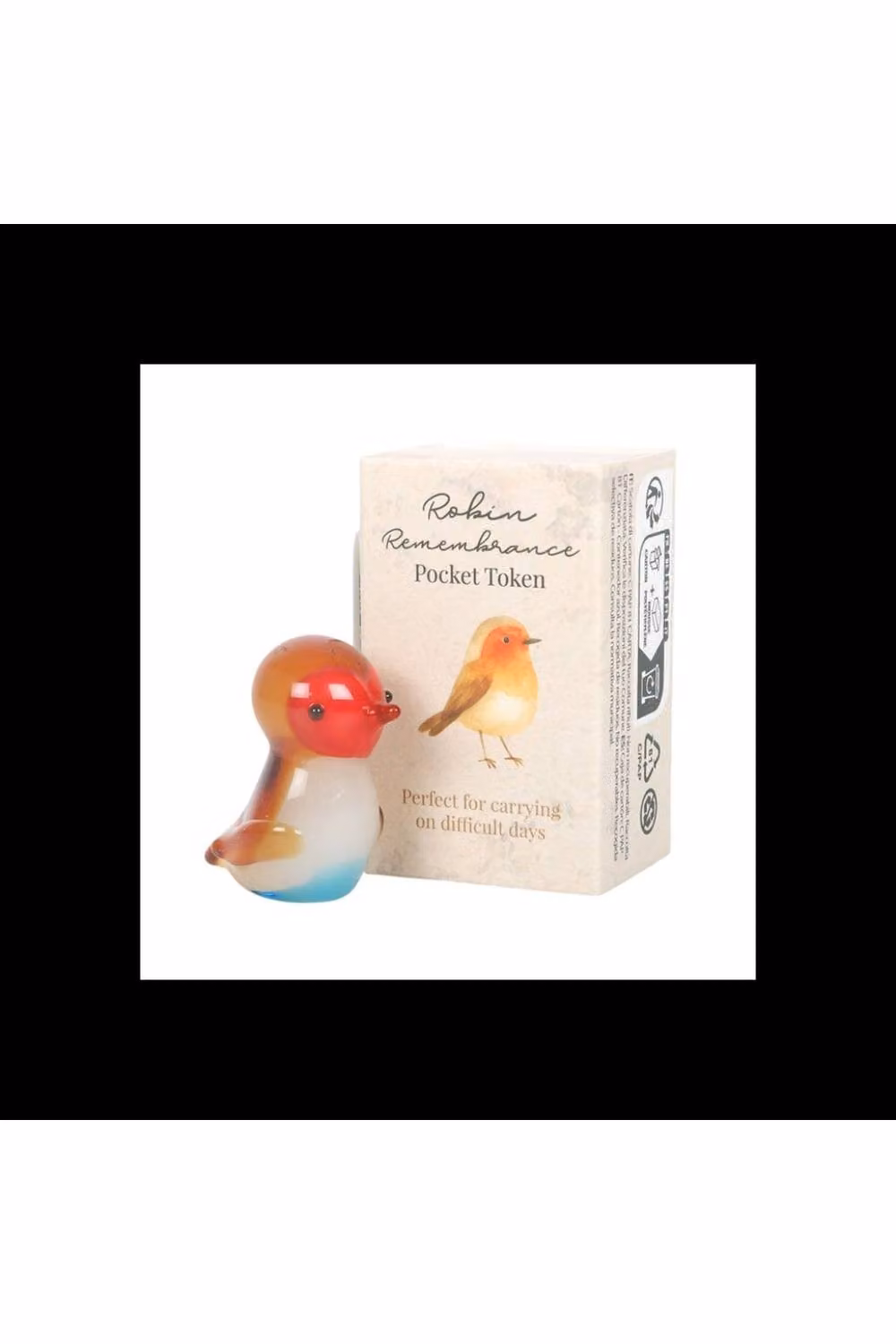 KDMD 24 Robin Remembrance Multicolour Glass Pocket Tokens with Tabletop Counter Display – 2