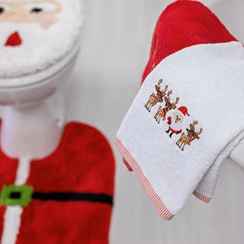 Allure Bath Fashions Red and White Striped Cotton Hand and Tea Towel Set, Pack of 2 – 3