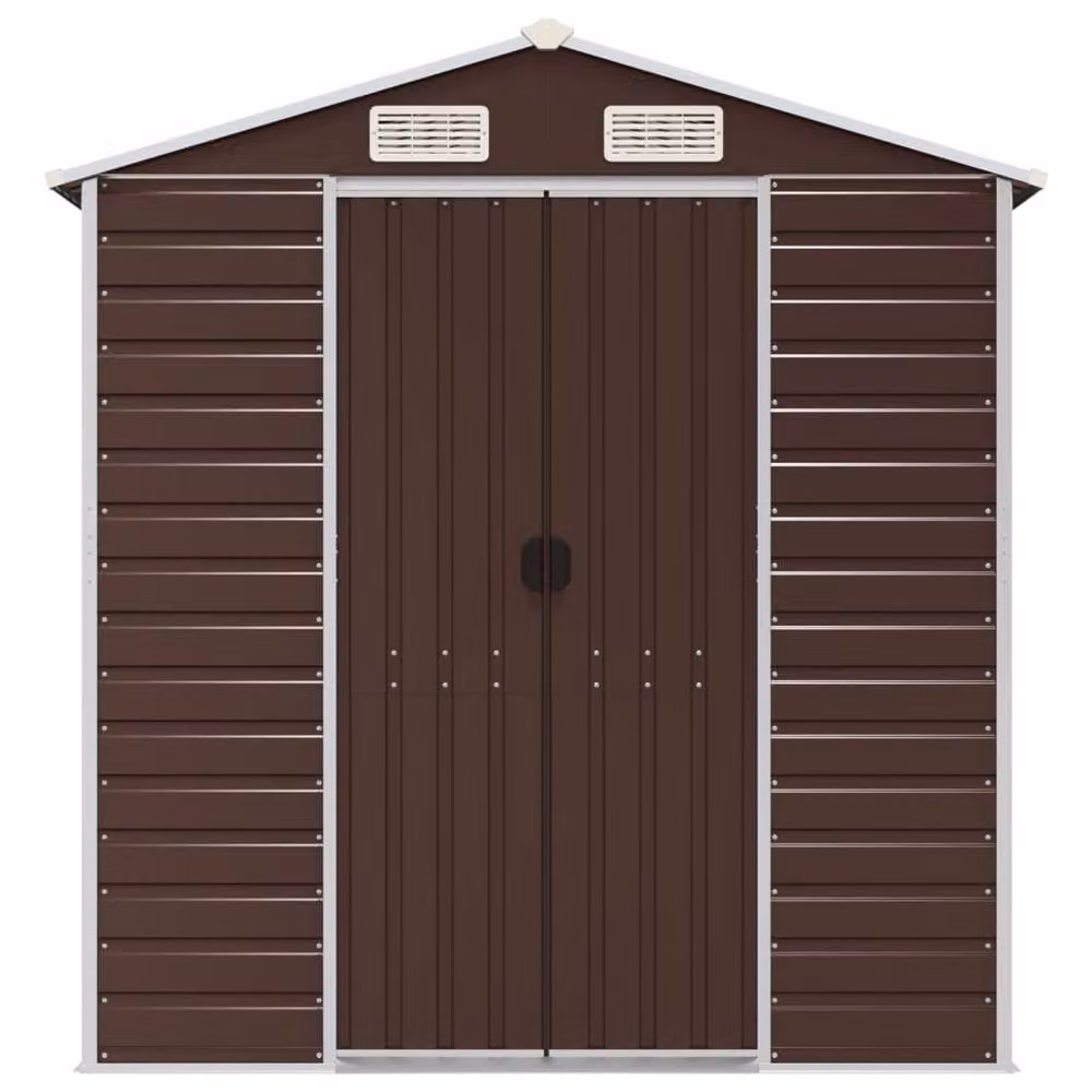 Berkfield Home Brown Galvanised Steel Gable Garden Shed W/D/H: 191 x 640 x 198 cm – 4