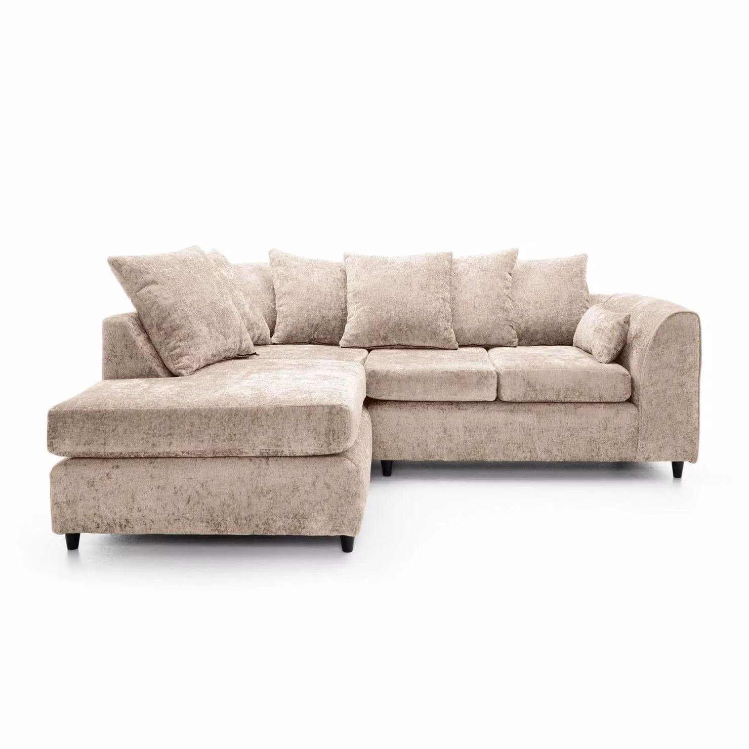 Abakus Direct Harriet Left Facing Corner Sofa in Cream Crushed Chenille with Scatter Cushions – 2