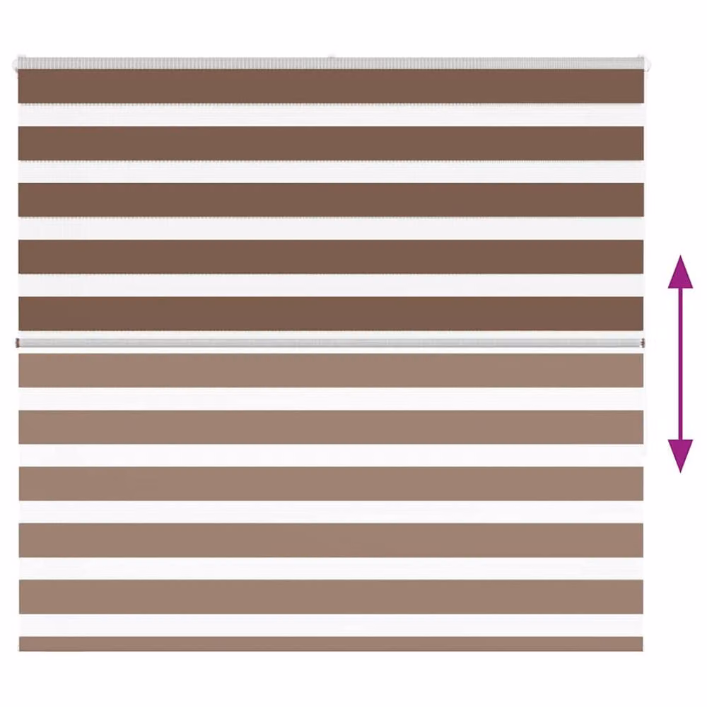 Berkfield Home Brown Zebra Day and Night Blind, W: 160 cm, H: 150 cm, Polyester Fabric – 4