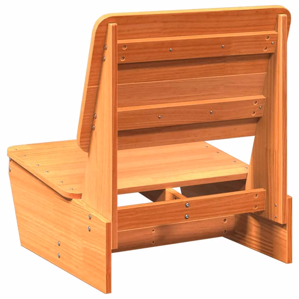 Berkfield Home Rustic Garden Chair in Waxed Brown Solid Pine, W: 60 cm, D: 64 cm, H: 70.5 cm – 4