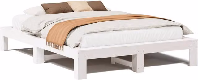 Berkfield Home White Solid Pine Wood Bed Frame W/D/H: 140 x 200 cm – 1